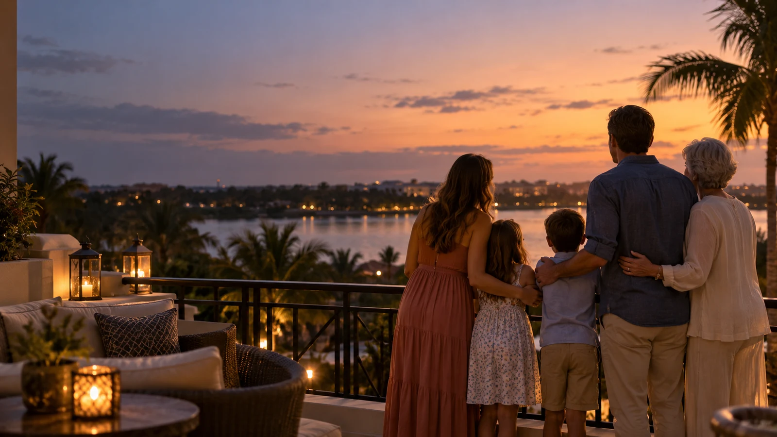 Multigenerational family sharing an Orlando sunset