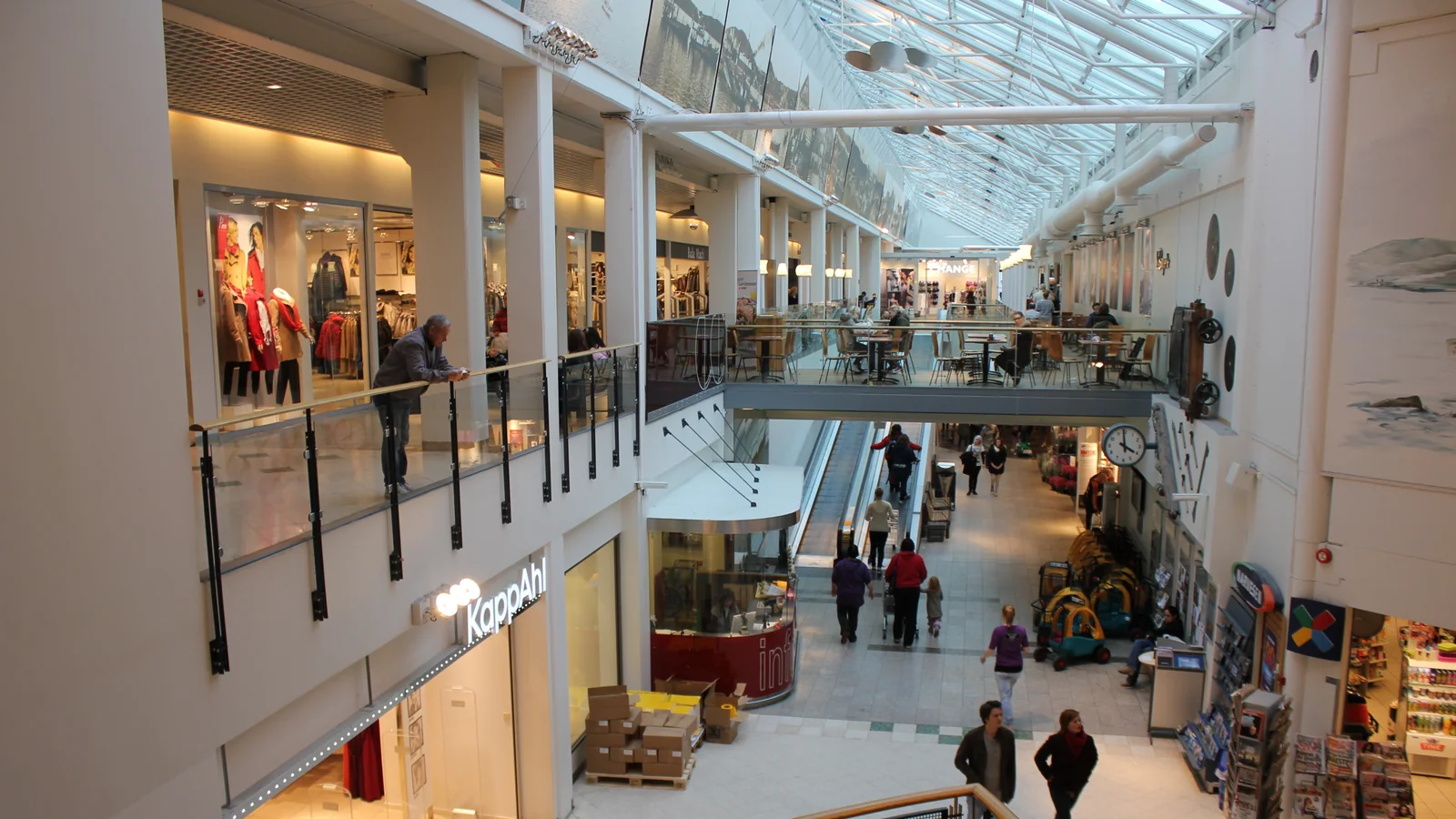 Bright contemporary shopping centre interior