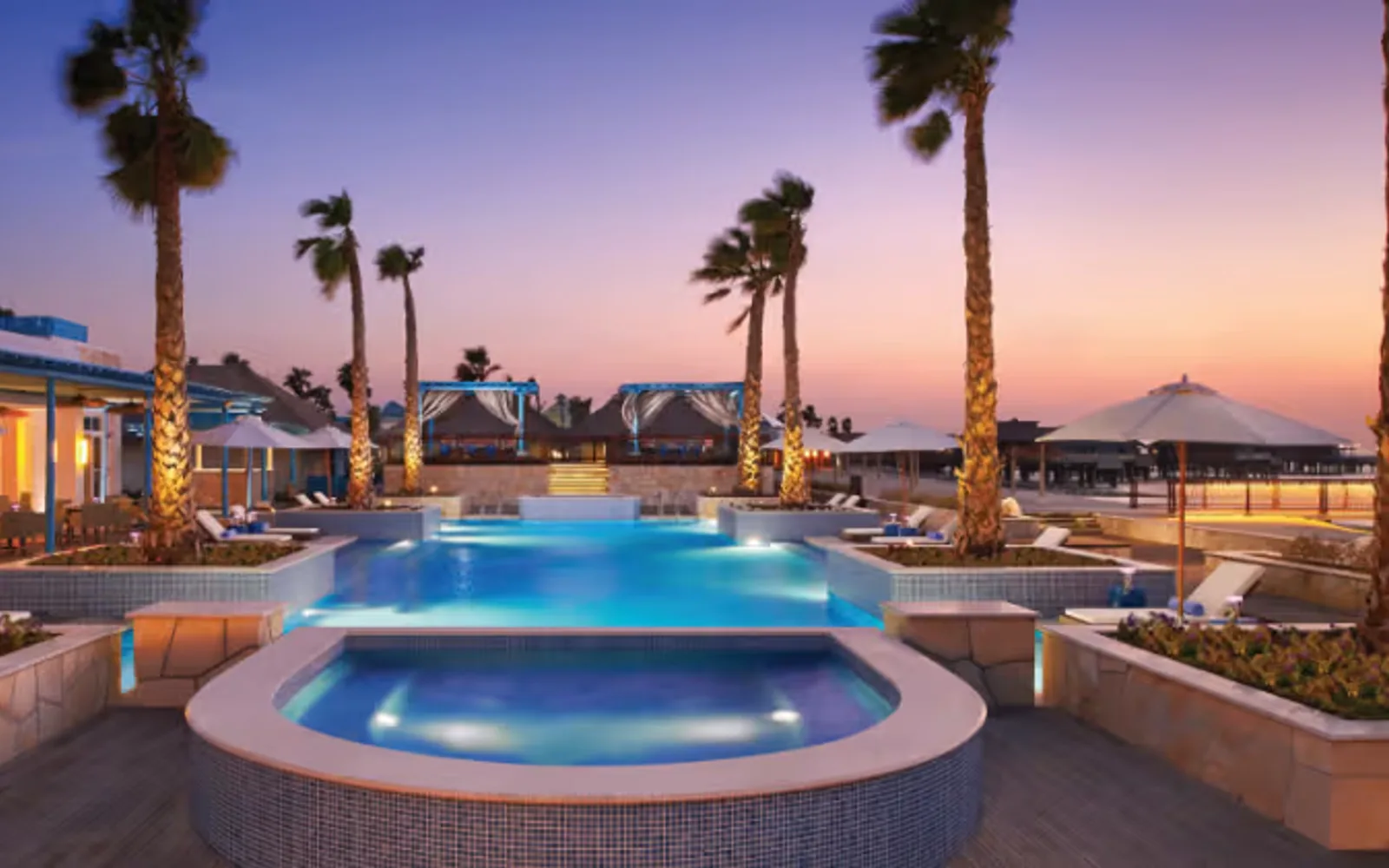 Evening View of Outdoor Pool in Doha Qatar