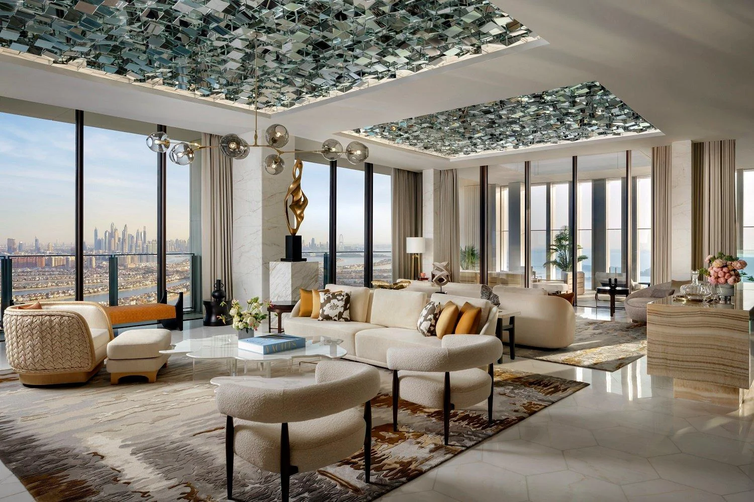A Panoramic Penthouse living room at Atlantis The Royal