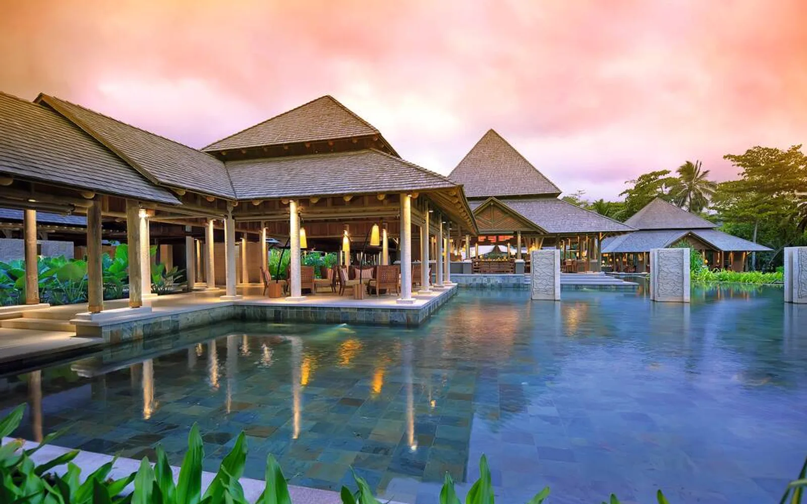 Pool pavilion and tropical gardens at Constance Ephelia.