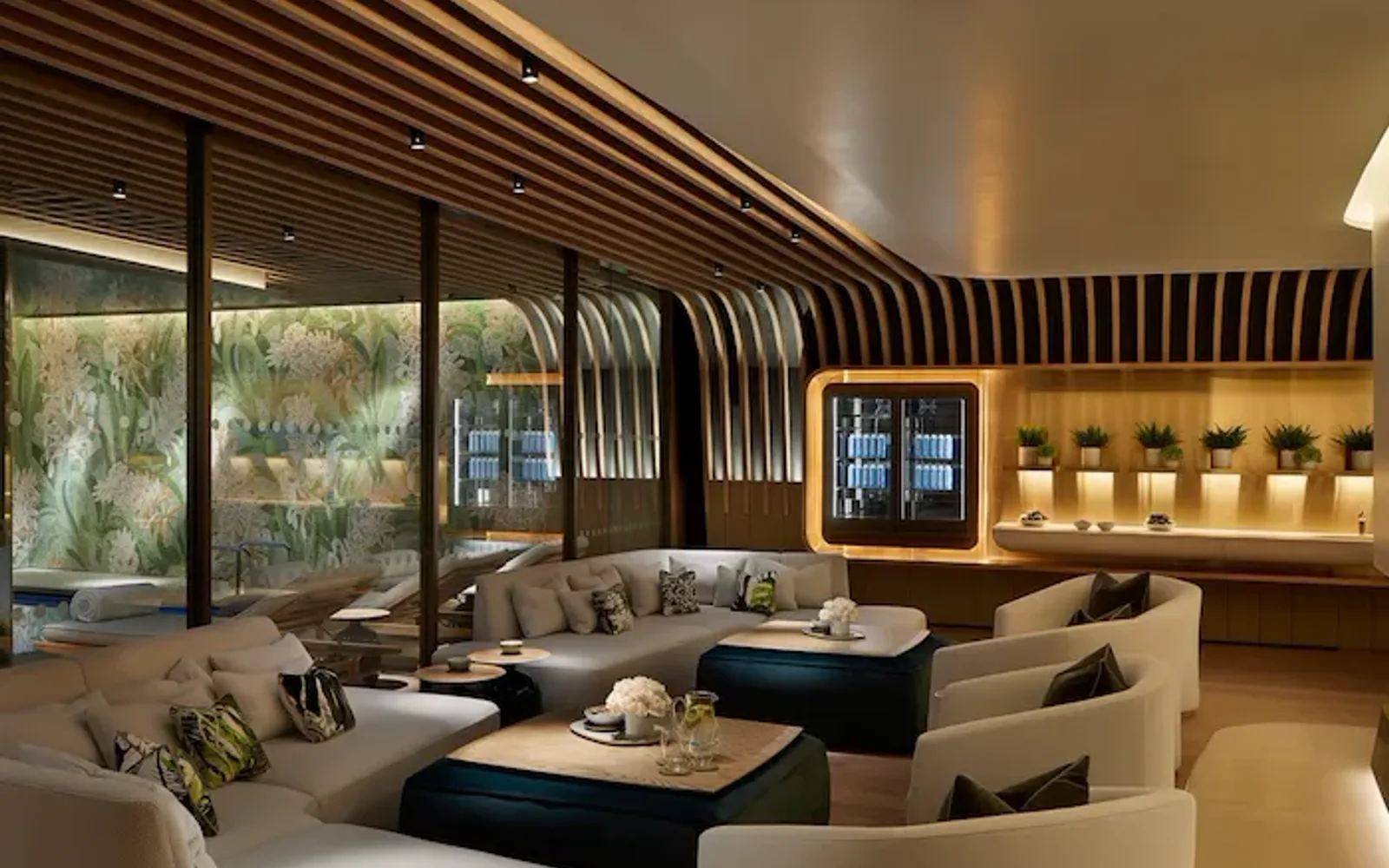 The Spa lounge seating area at Mayfair Park Residences London