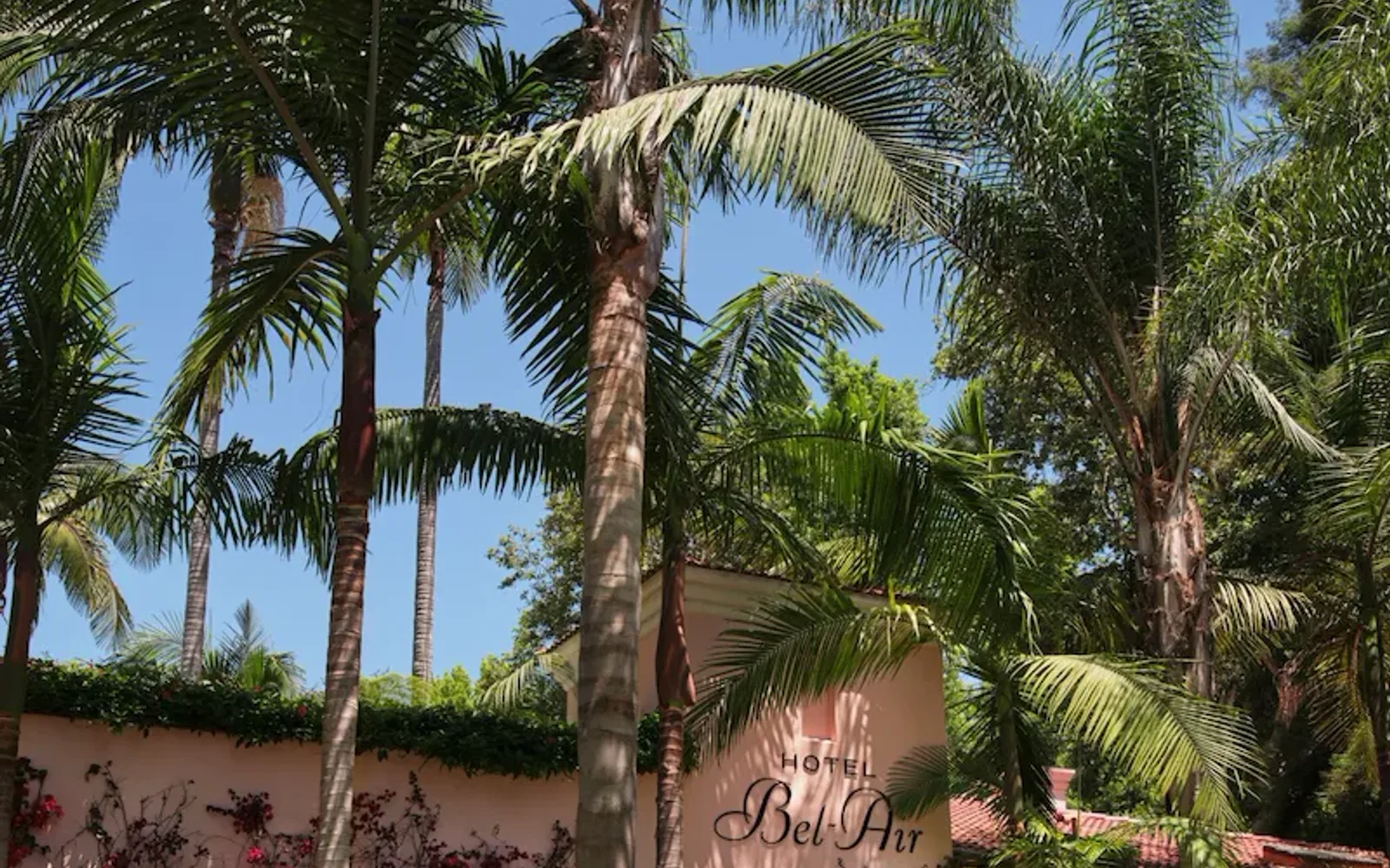 Exterior signage at Hotel Bel-Air, Los Angeles