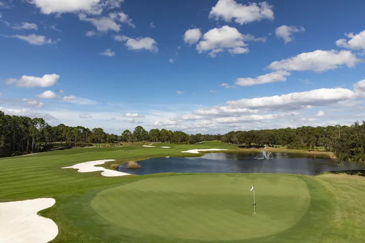 Golf course green and lake at Four Seasons Resort Orlando at Walt Disney World Resort
