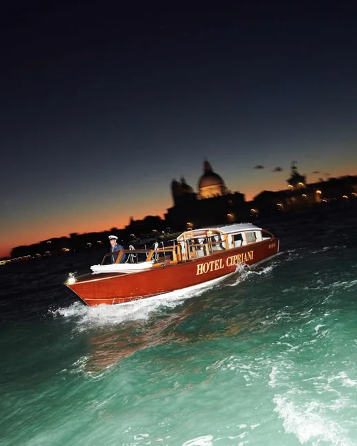 Hotel Cipriani boat on the Venetian lagoon