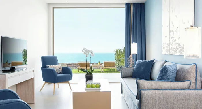 One Bedroom Family Suite living room at Ikos Oceania
