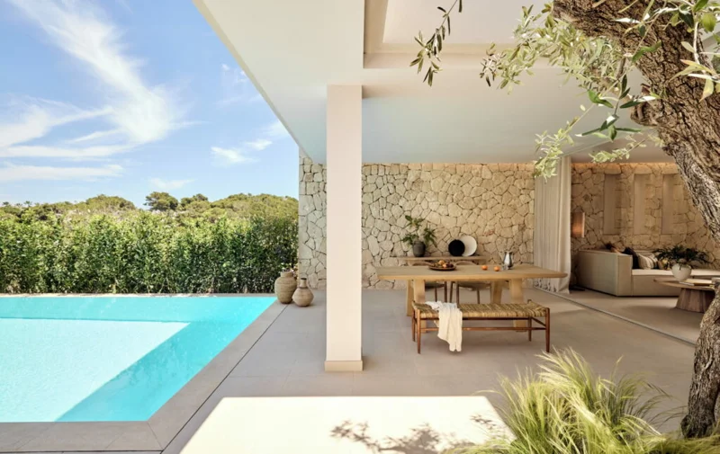 Deluxe Two Bedroom Bungalow Suite terrace and pool at Ikos Porto Petro