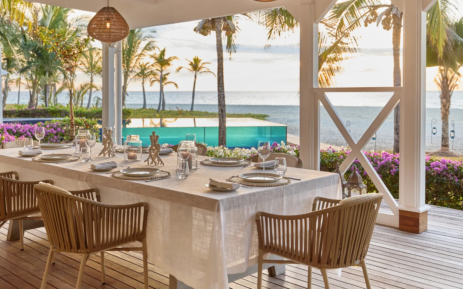 Private dining overlooking the pool and ocean at Jumeirah Thanda Island