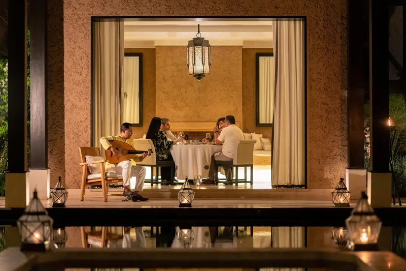 Private villa dining at Mandarin Oriental, Marrakech