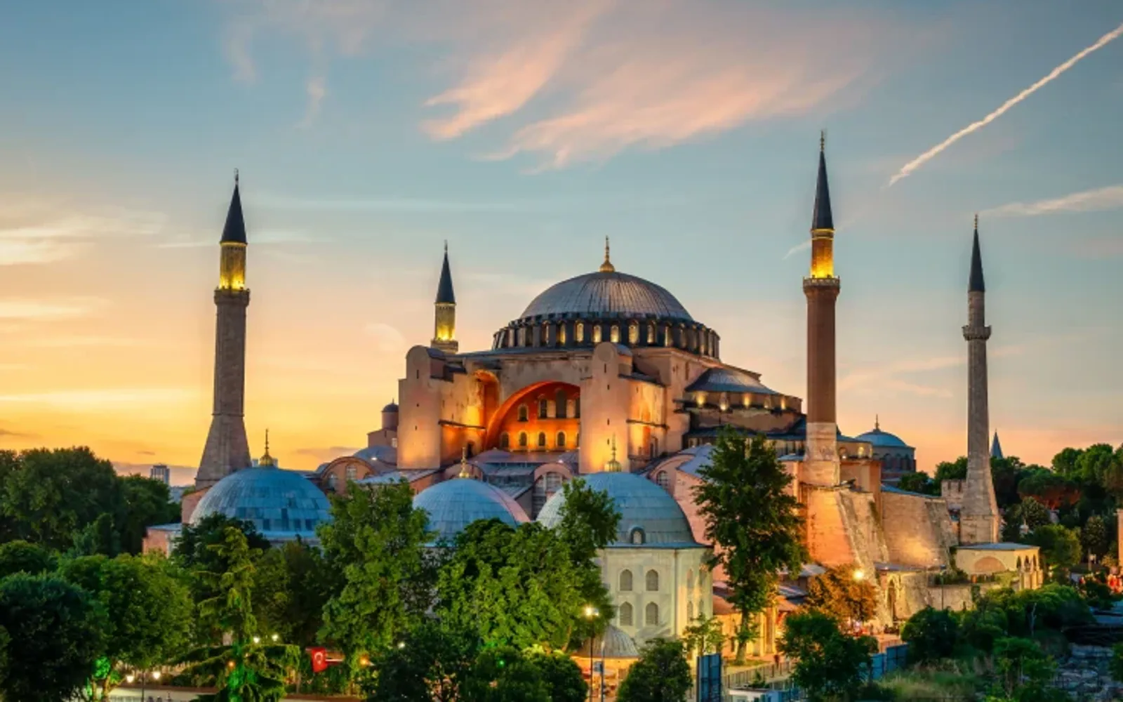 Istanbul cityscape at sunset.