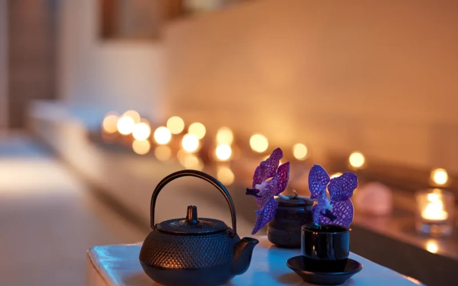 tea service by the spa pool