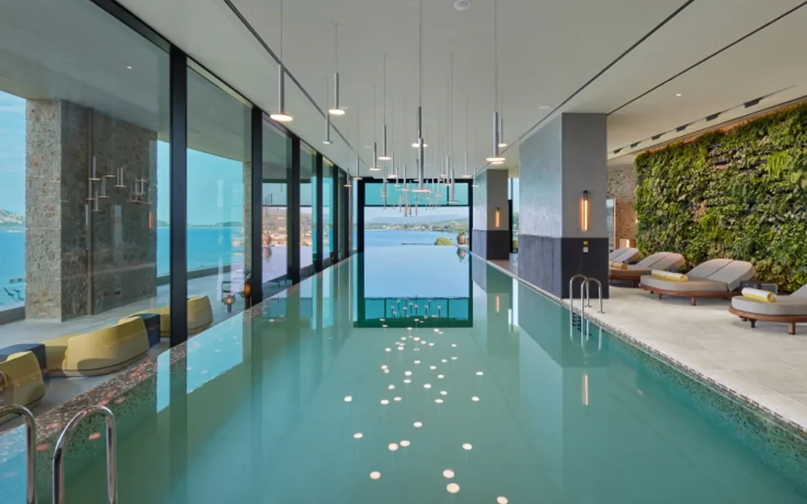 The pool at the spa at Mandarin Oriental, Costa Navarino.
