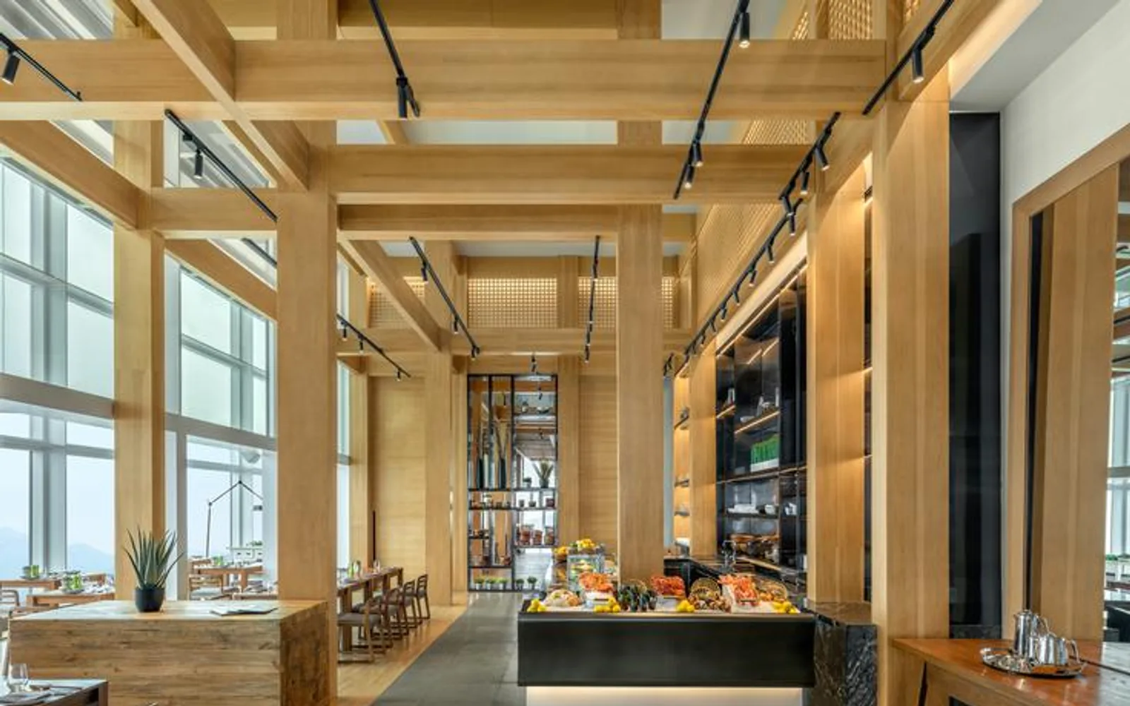 dining area with city view