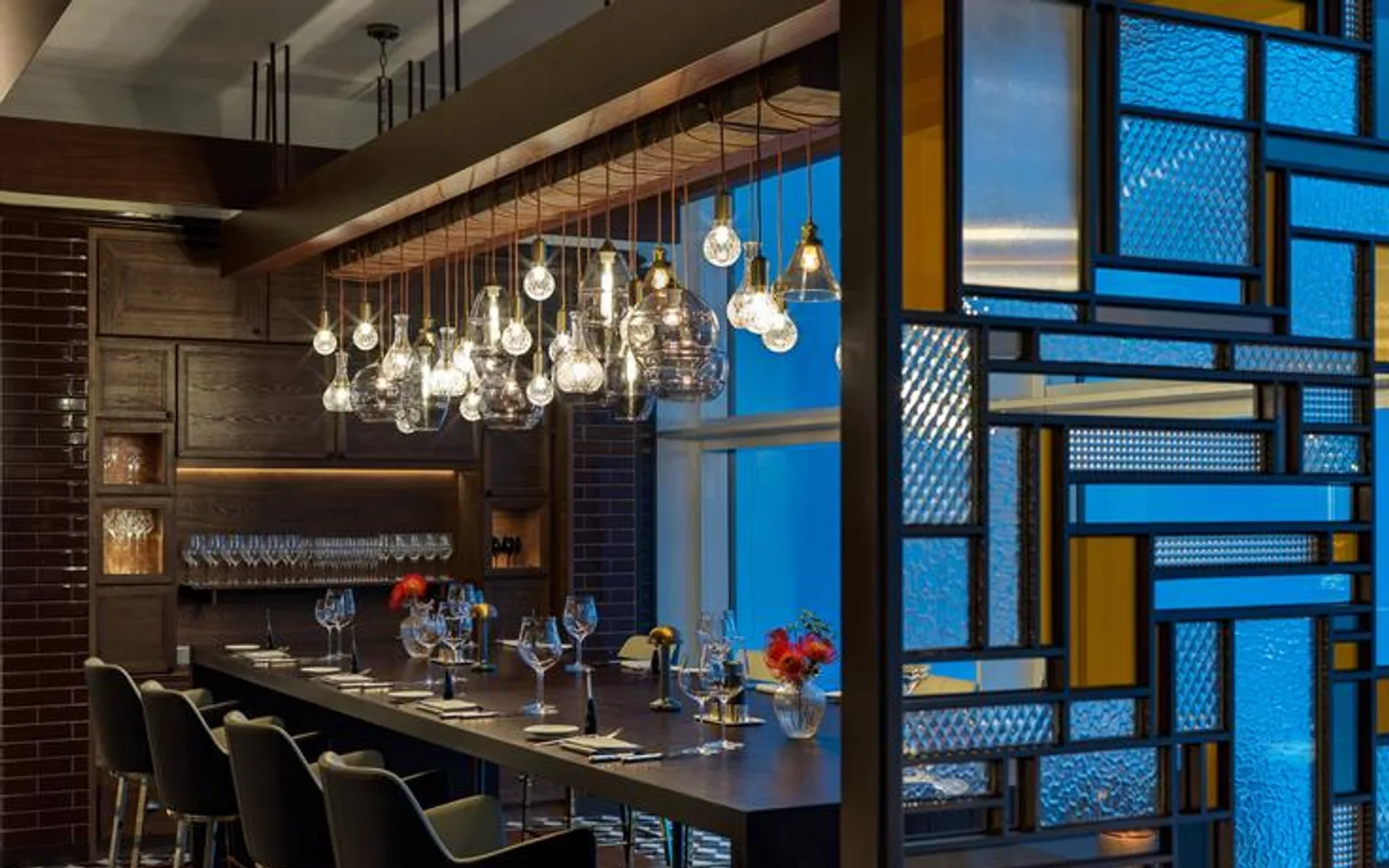 dining area with city view