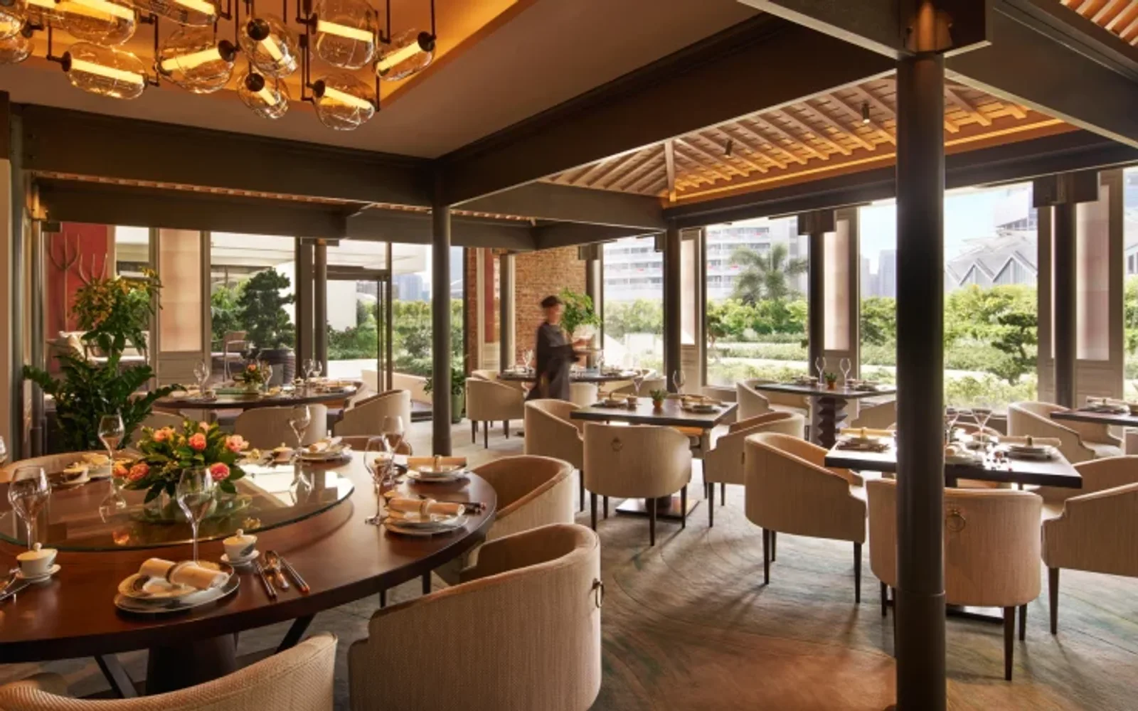 Indoor dining area at Cherry Garden by Chef Fei in Mandarin Oriental, Singapore