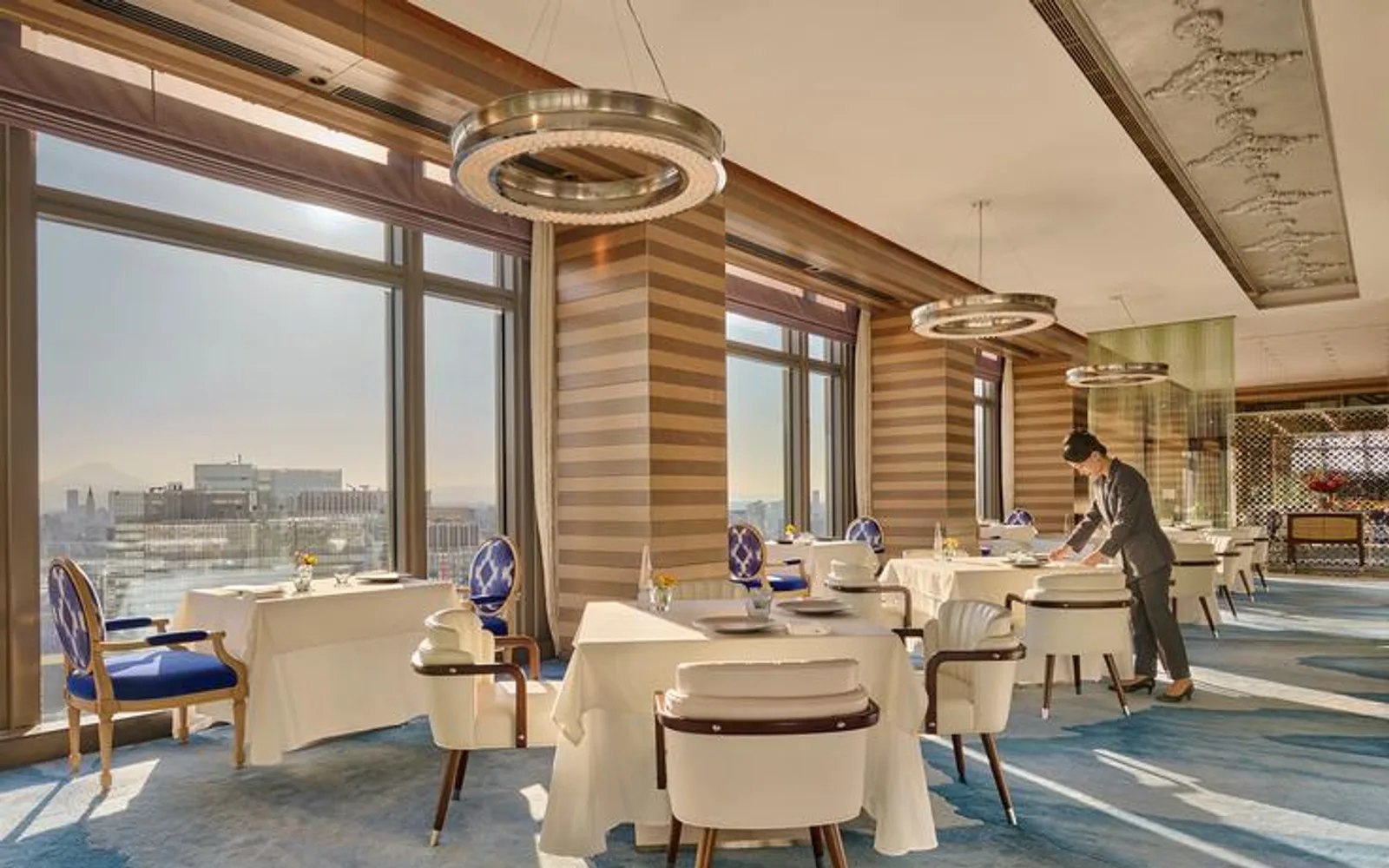 dining area with city view