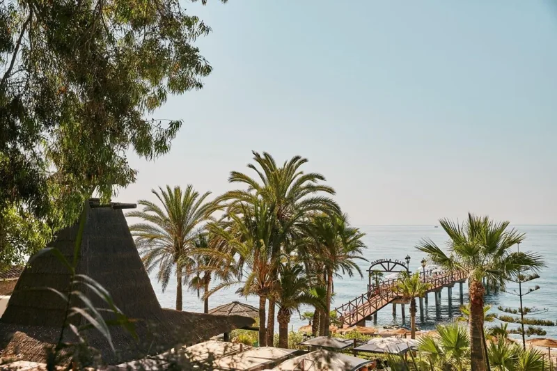 The beachfront gardens and Beach Club at Marbella Club