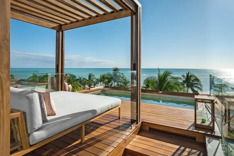 Ocean-view suite terrace at Rosewood Mayakoba