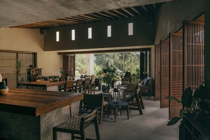 The indoor bar and seating at Zapote Bar, Rosewood Mayakoba