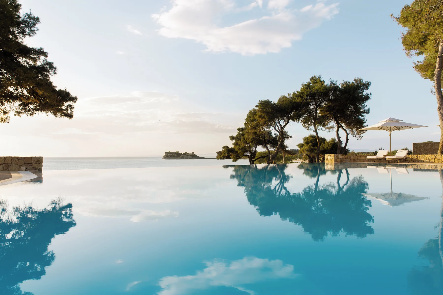Infinity pool and Sani Hill view at Sani Club