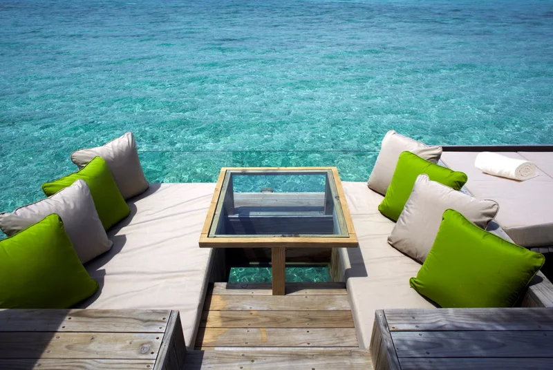 Laamu Water Villa deck at Six Senses Laamu