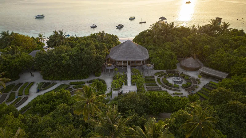 Leaf restaurant and gardens at Six Senses Laamu