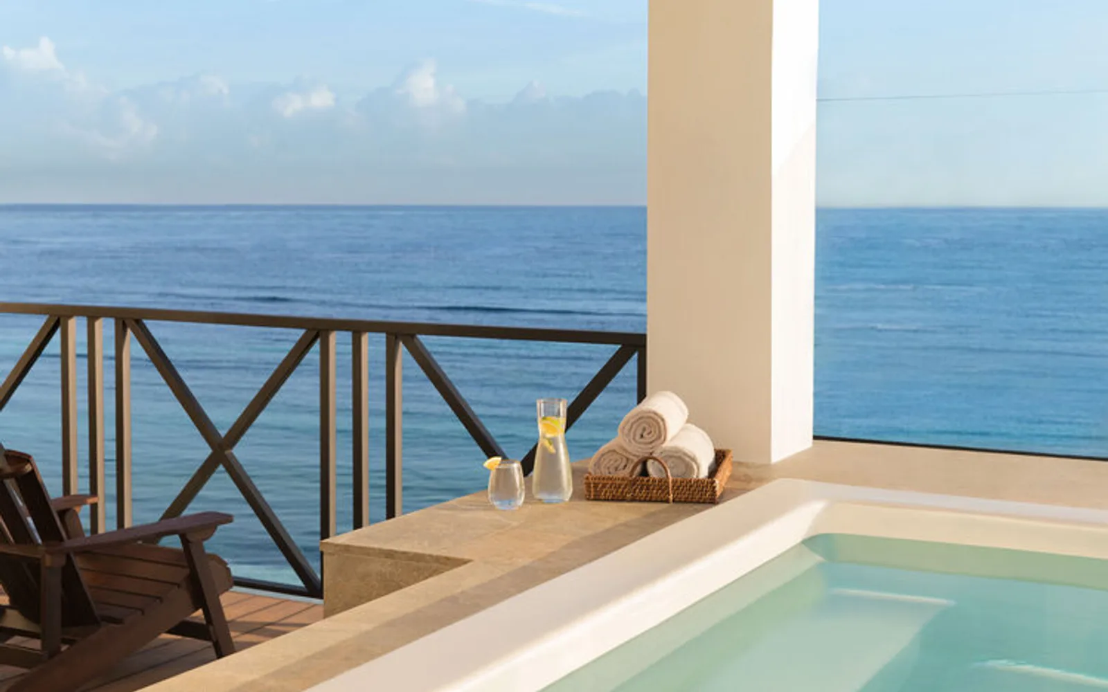 Enjoy beautiful ocean views from the Excellence Club Beachfront House Suite with Plunge Pool at Excellence Oyster Bay