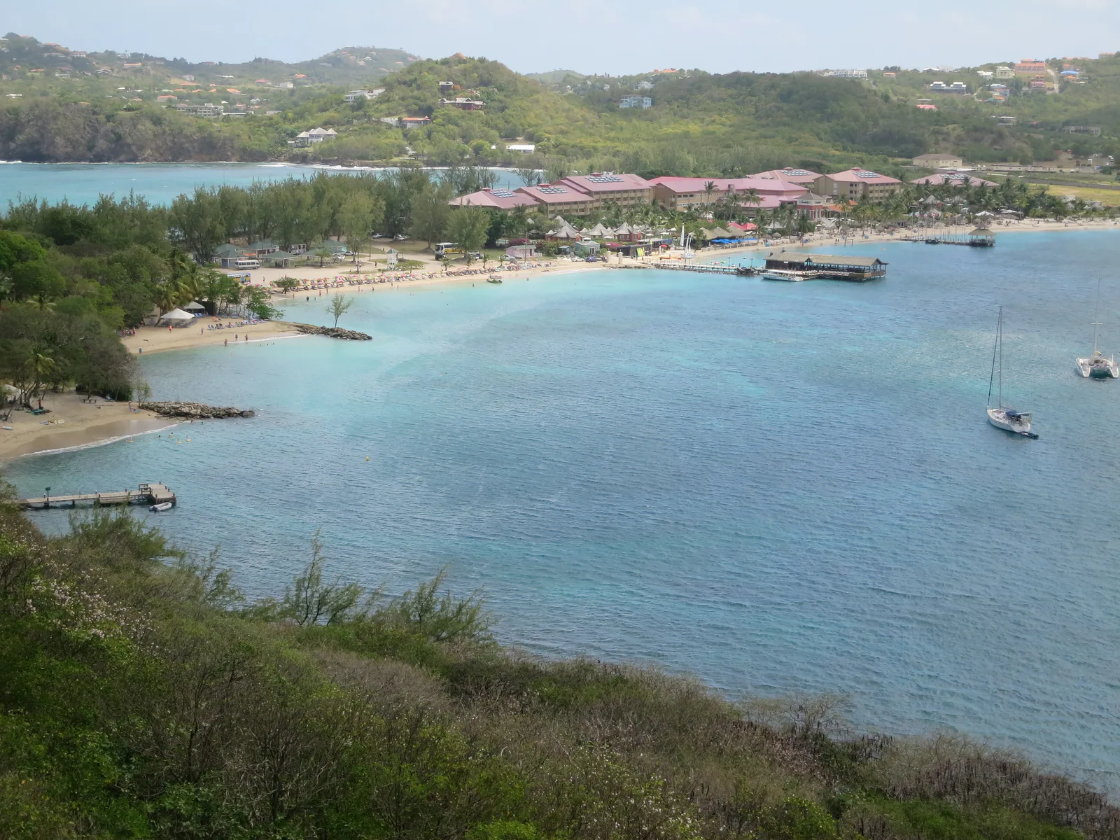Pigeon Island Causeway Beach and the Sandals Grande St. Lucian peninsula
